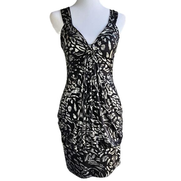 Taboo Metallic Animal Print Sheath Dress Women's Small Babydoll Y2K Club Bling - Picture 1 of 9